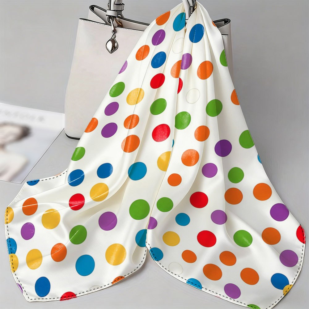 TEMU 1pc Fashion Polyester Headscarf, Colorful Polka Dot Pattern, Durable Stylish Hair Scarf Women, Versatile For Daily, , Dates, Outfits,