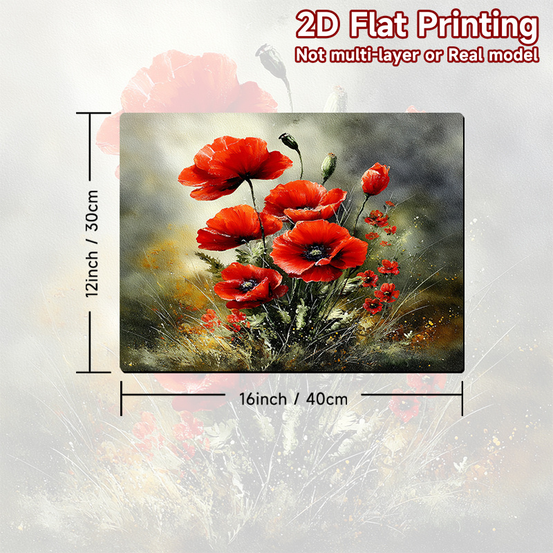 TEMU 1pc, Vibrant Red Poppy Bouquet Pattern Dish Drying Mat, Washstand Cup Mat, Cutlery Drain Pad, Laundry Mat, Washing Machine Dust Cover, Kitchen