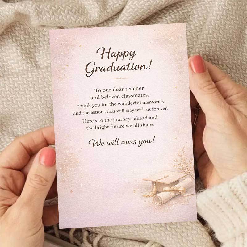 1pc Graduation Card with * Message Thank You Teacher And * * Elegant  Congratulations Greeting for Grads from * Coworkers * Ceremony Party And  Farewell Gift