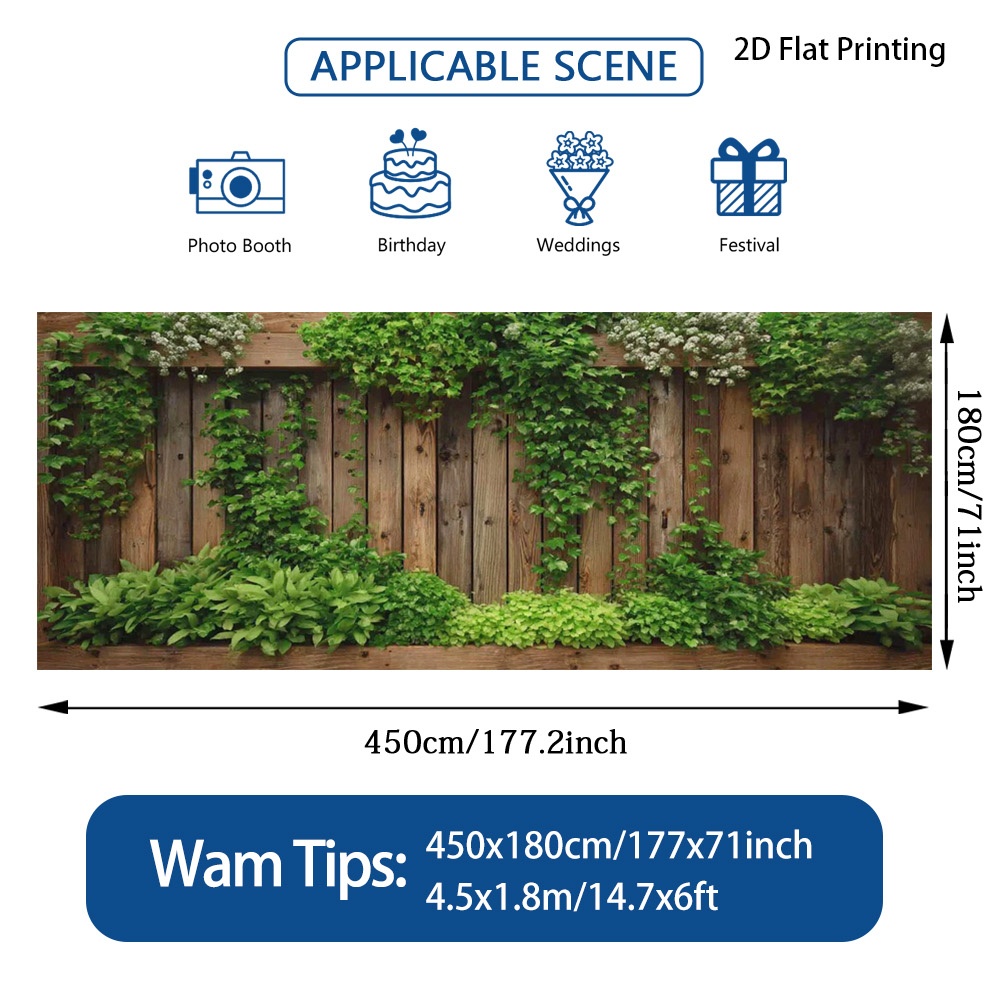 TEMU (2d Flat) 1pc Ivy On Wood Fence Garage Door Banner, , Polyester Fiber, Suitable For Decorative Fence, Fence & Wall Decoration, Balcony, Garden