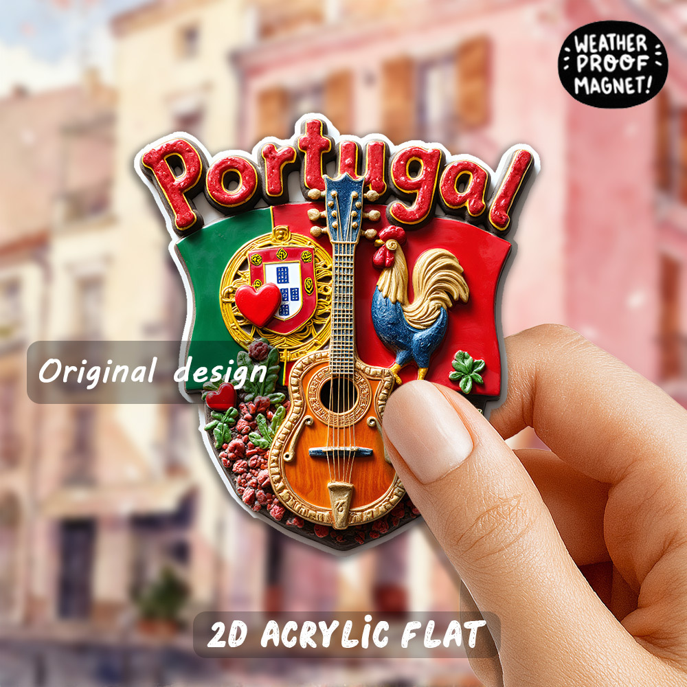 TEMU Imán de refrigerador con portuguesa y mandolina, ideal para , regalos de viaje, Día de , Pascua, decoración del de EE. UU. - Imanes vibrantes de