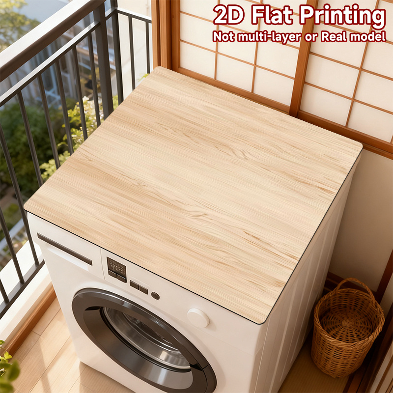 TEMU -pack, 2d Flat Printing, Washing Machine Top Protector Brown Wood Grain, Suitable For Modern Decor Home Gift, Washing Machine Protector Pad,