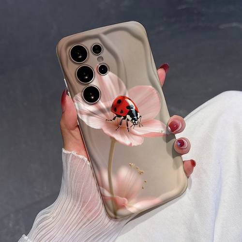 item picture phone case 1pc 2d floral ladybug pattern phone case suitable for galaxy a55 a54 a34 a14 s20 s21 s22 s24 s25 20g fe birthday gift party gift mothers day gift present