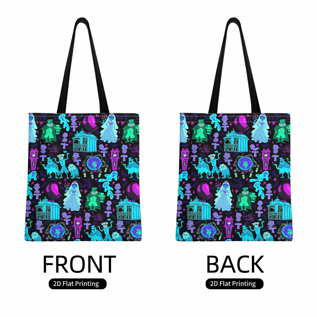 TEMU 1pc Gothic Haunted Mansion Print Shoulder Bag - Nylon Handbag With Suitable For Work, Travel, Themed Gifts, Lightweight Tote For, Shopping,