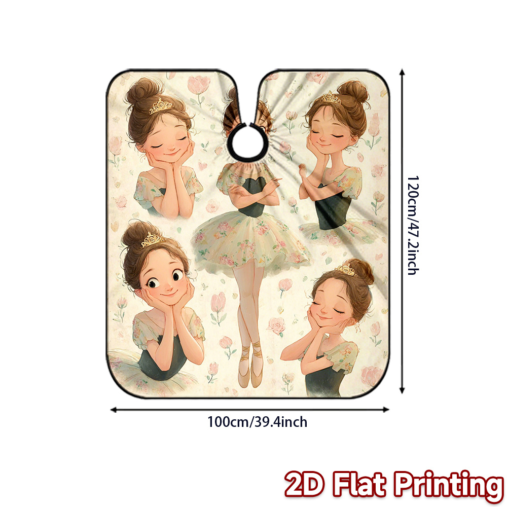 TEMU 1pc, Two-dimensional, -time Hair Cutting Of Polyester, Featuring Artistic Designs Of Ballet Girls With Butterflies, Ideal For Use In Salons And