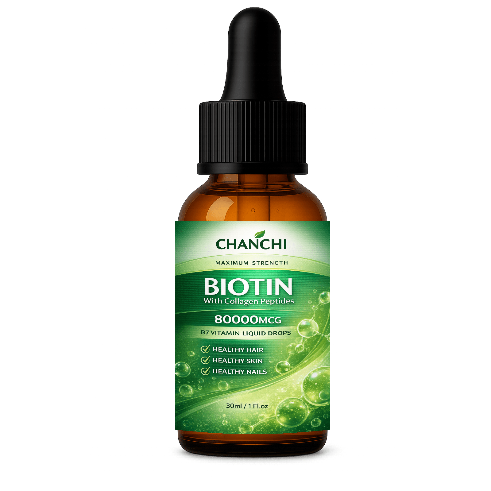Biotin Collagen 60,000 Mcg Vitamin Liquid Drops - 30ml Advanced Formula for Radiant Hair, Skin and Nails - Suitable for Both Genders - Makes Hair Look Luminous and Full | Enhances Appearance | Contains Glycerin, Biotin Potent Care Supplement