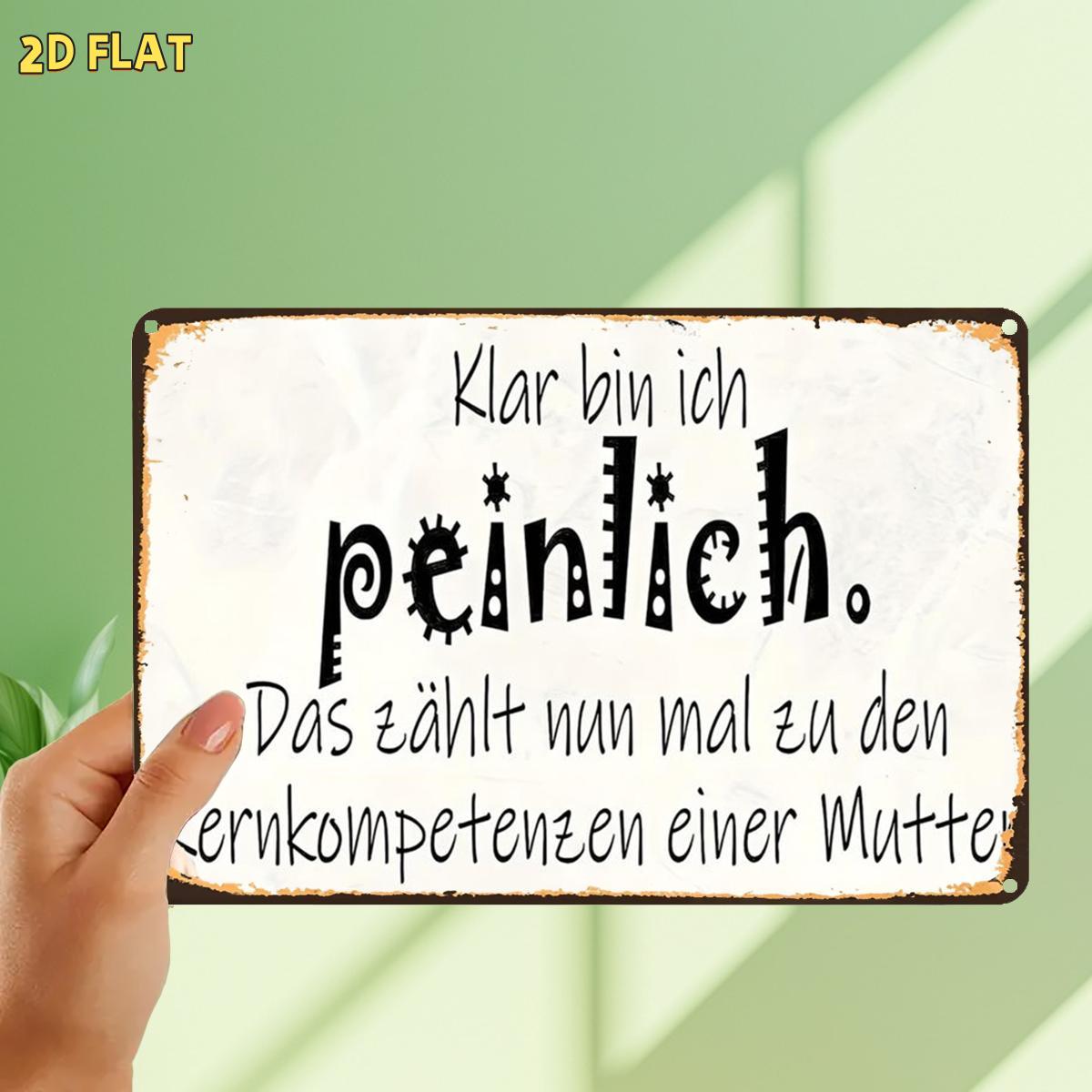 E-shop 2D Flach, 1 Stück, im Vintage-Stil inspiriert, humorvolles Metall-Schild mit deutschem Mutter-Zitat, mit vorgebohrten Löchern, ideal zur
