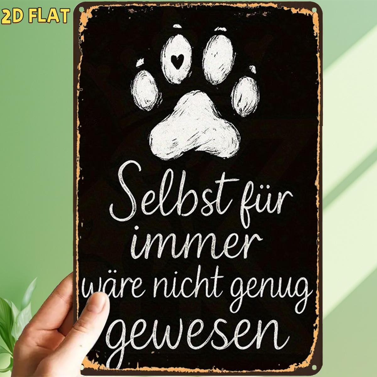 E-shop 2D Flach, 1 Stück, inspiriert vom Vintage-Stil, Pfotenabdruck Wandkunst Zitat Schild. Metall Blech Schild mit vorgebohrten Löchern, ideal für