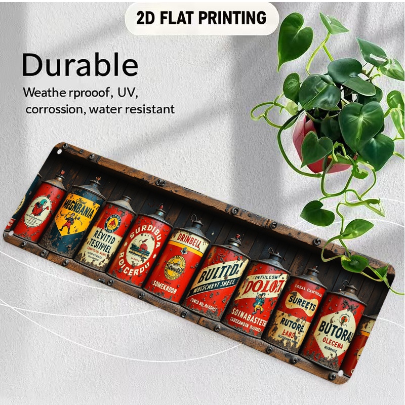 TEMU Bouteilles d'huile décoratives de style vintage avec étiquettes rétro, design d'inspiration industrielle, parfaites pour les bars, cafés,