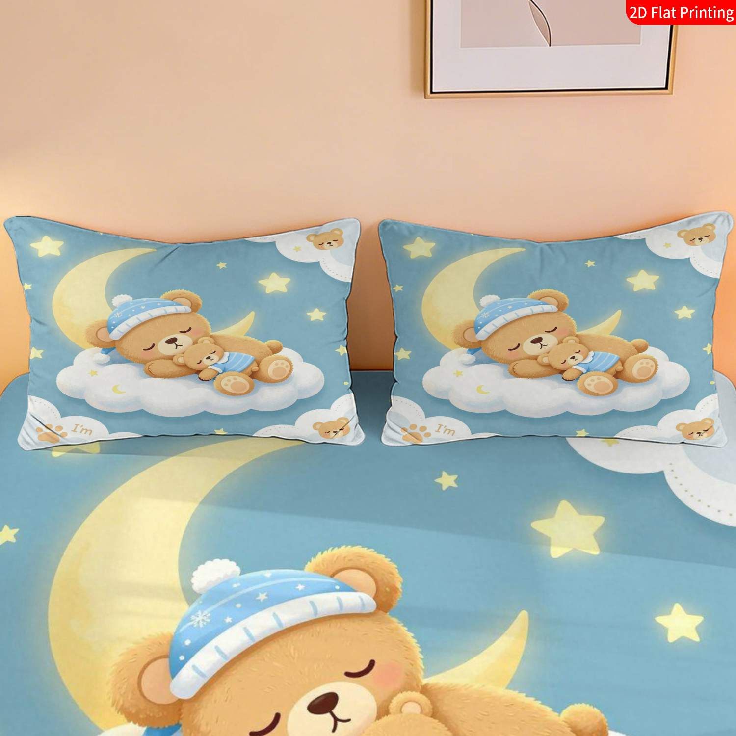 2/3pcs Cute Cartoon Style Fitted Sheet Bedding Set