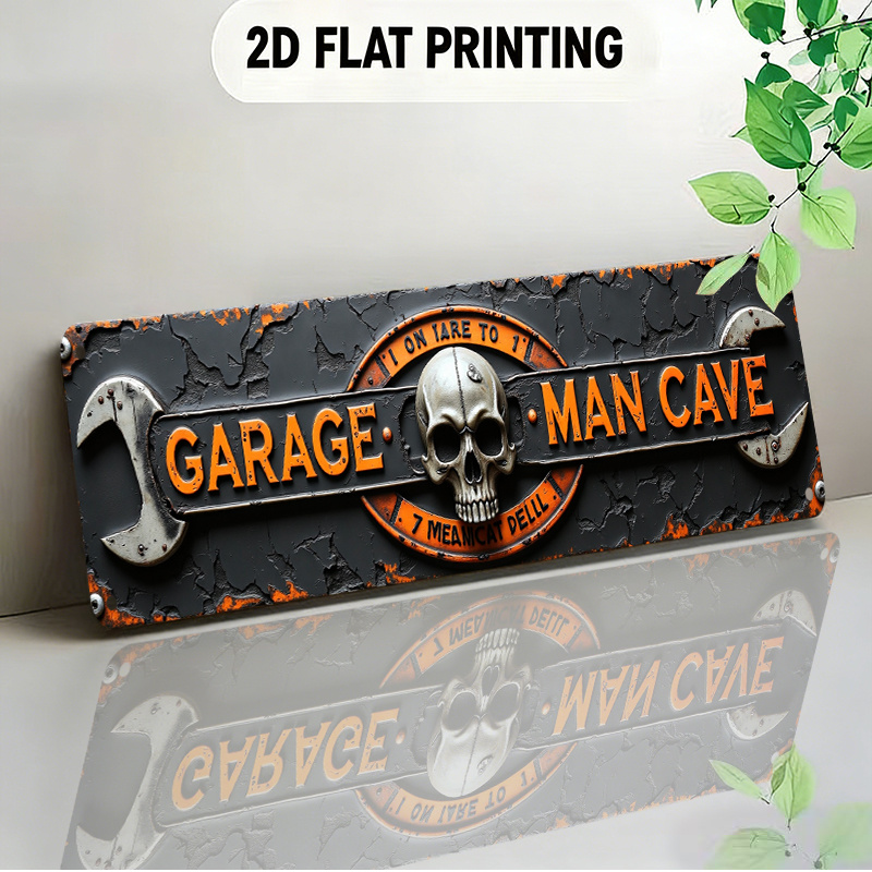 TEMU 2d Flat, 2d Flat Design Signboard Industrial-style Decorative Item Featuring Wrench And Distressed Textures Suitable For Garages For Man Caves