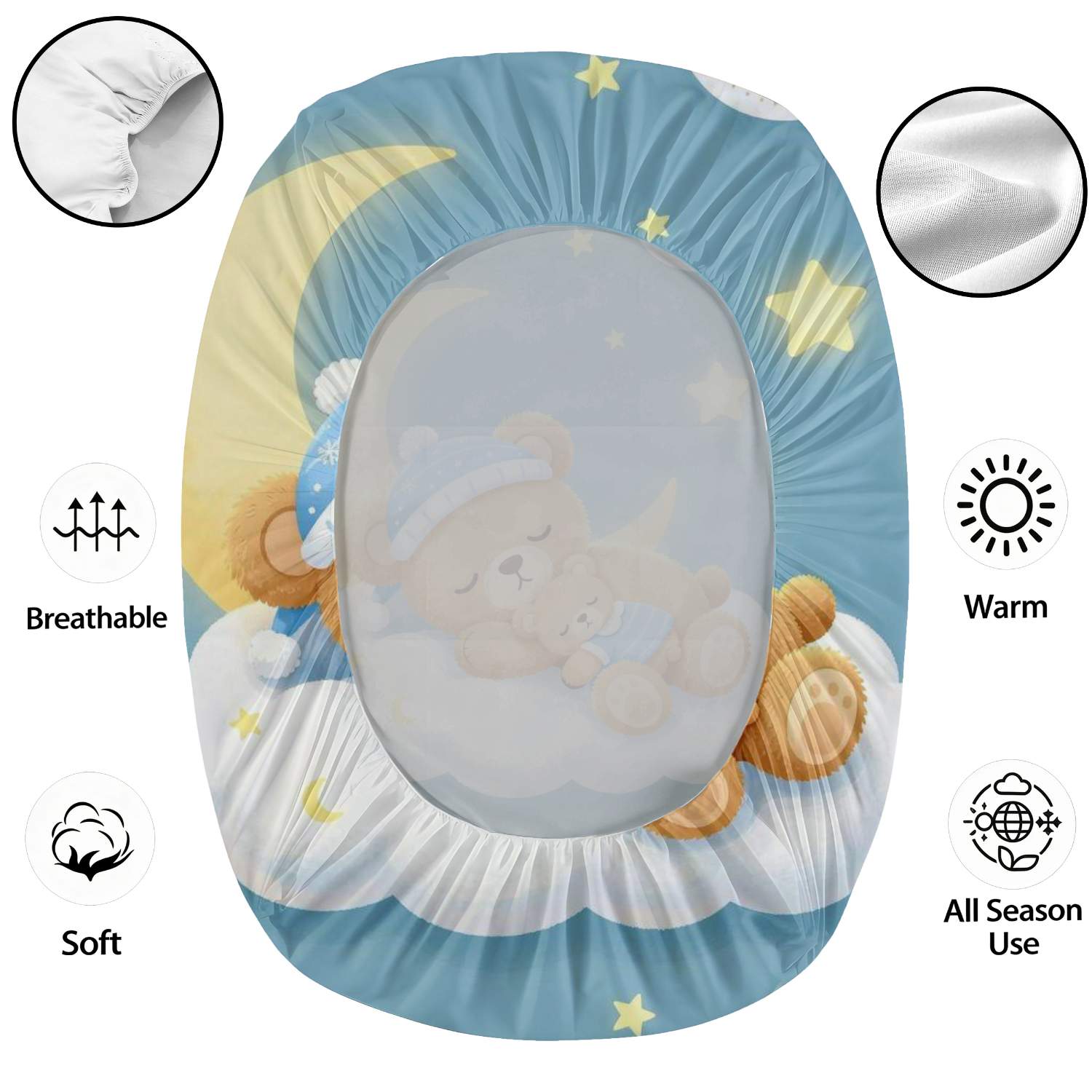 2/3pcs Cute Cartoon Style Fitted Sheet Bedding Set