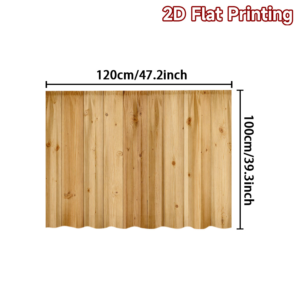TEMU Rideaux de cuisine 2D plats - 1 pièce de rideaux de cuisine 2D plats à motif de planches de bois verticales, conçus pour décorer les armoires et