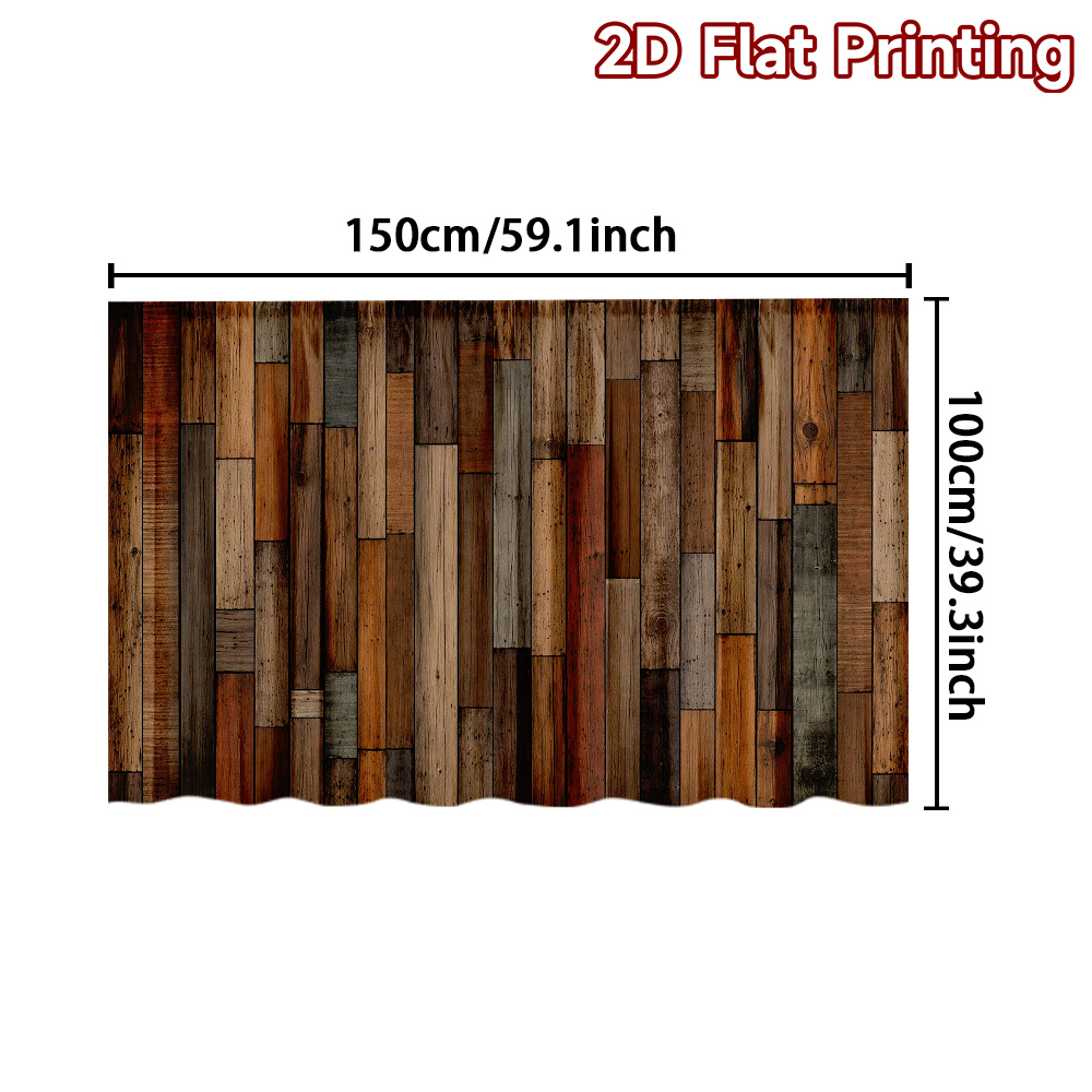 TEMU 2D - 2D - 1 de cortinas de cocina 2D con diseño de tablones de madera, ideal para decorar lavanderías, estantes de almacenamiento, gabinetes,