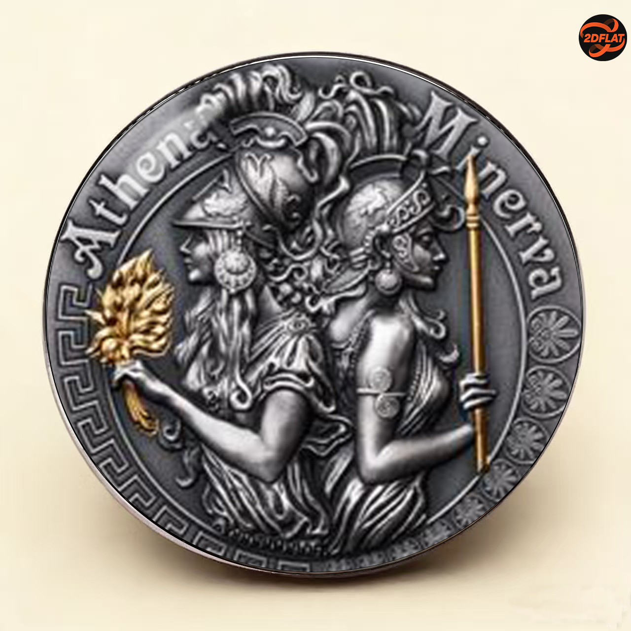 TEMU 1pc Vintage Greek Roman Mythology Brooch, Athena Metal Badge With Staff And Relief , Fashionable Clothing Accessory