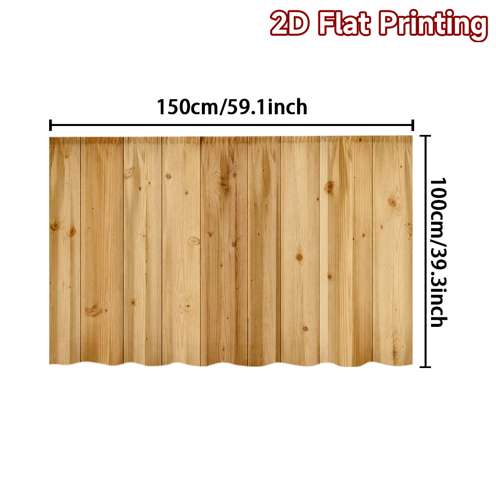 TEMU 2d Flat - 2d Flat - 1pc Of 2d Flat Vertical Wooden Plank Patterned Kitchen Curtains, Designed For Decorating Cabinets And Storage Racks