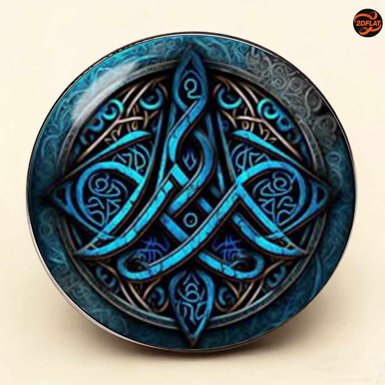 TEMU 1pc Retro Nordic Style Celtic Knot Brooch Blue Plated Geometric Totem Badge Unisex Fashion Additions Holiday Jewelry Creative Clothing Lapel Pin