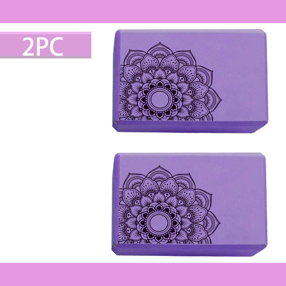 TEMU Juego de 2 bloques de yoga mandala hechos de material de densidad, de ejercicio antideslizantes con diseño floral negro detallado, herramientas