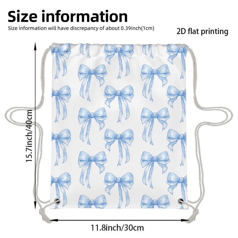 TEMU 1pc 2d Flat Printed Ribbon Designs Drawstring Backpack Athletic Bags- Cute & Bag, , And Travel, Bags, 2d Flat