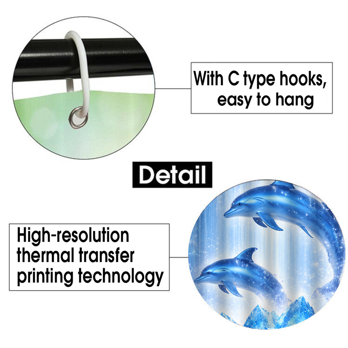 Dolphin and Crystal Shower Curtain, Multiple Size Options