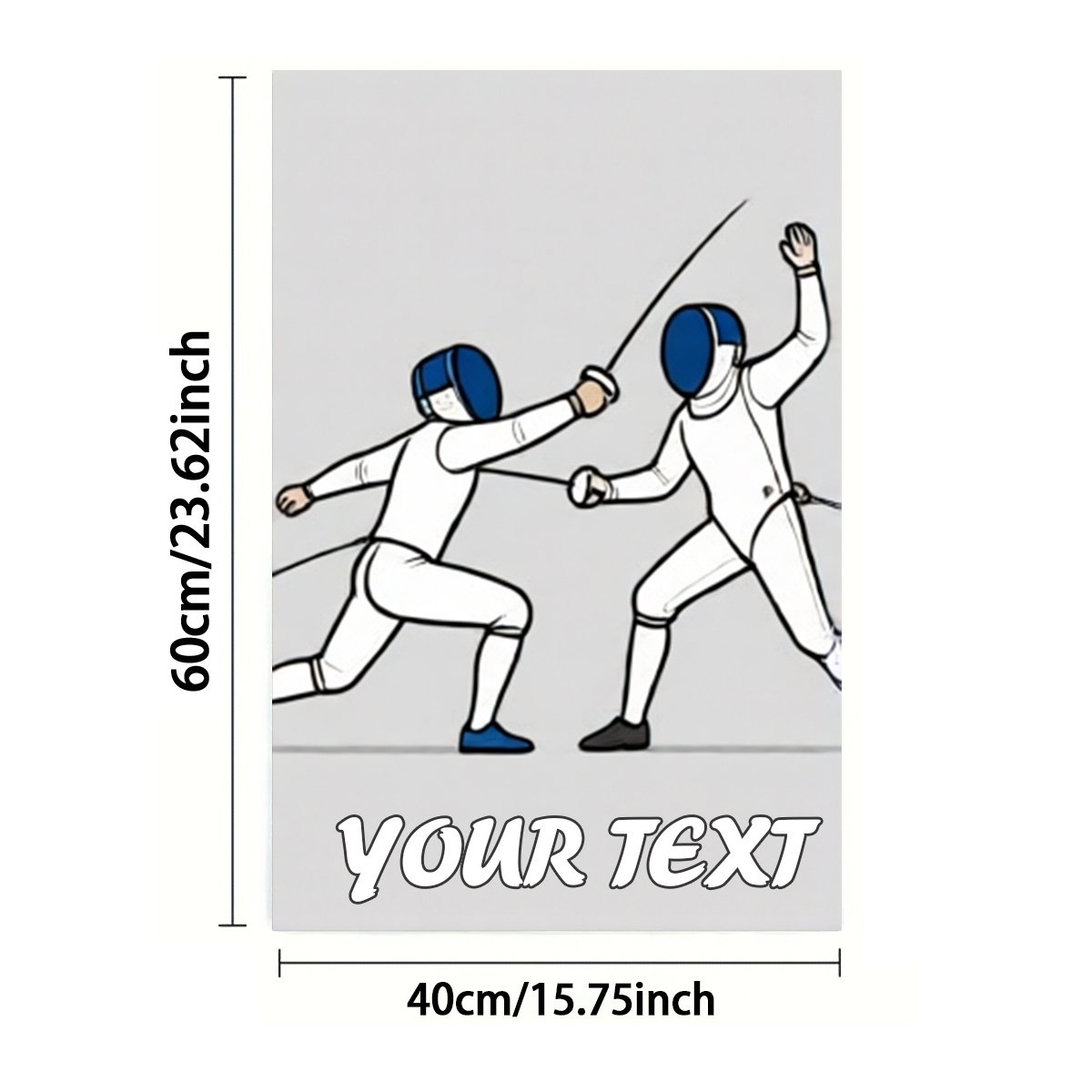 TEMU 2d Flat, Custom Text 1/2pcs, Towel, Single-sided Print, Rectangle 40×60cm, Cartoon-style Fencing 2d Pattern, Customization, Soft, Comfortable,