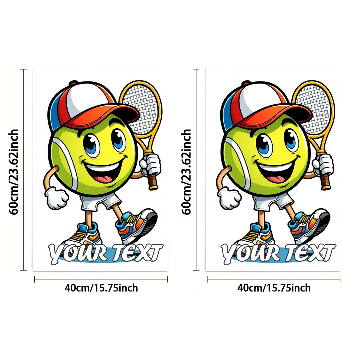 TEMU 2d Flat, Custom Text 1/2pcs, Towel, Single-sided Print, Rectangle 40×60cm, Cartoon-style 2d Tennis Pattern, Customization, Soft, Comfortable,