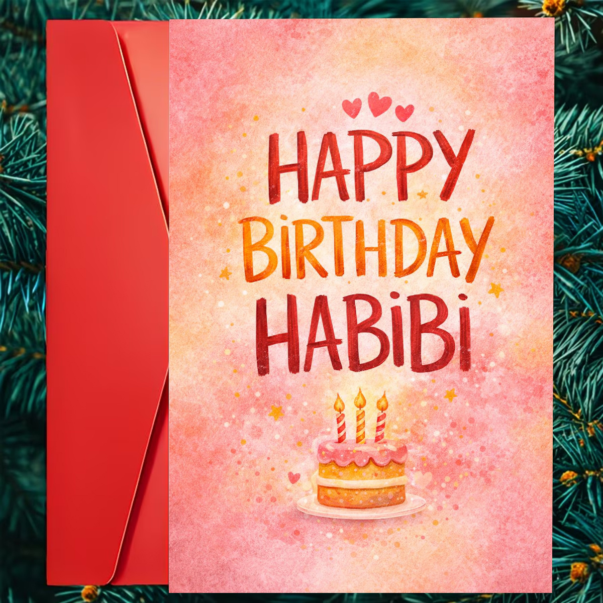 E-shop bezaubernde Geburtstagsgrußkarte mit rosa Herzen einem Kuchen mit Kerzen, mit der Botschaft „Happy Birthday “. Geeignet für einen Partner oder