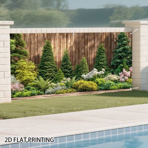 2d flat 1pc wood fence garage door banner decorative fence polyester fiber suitable for patio decoration poolside screening wedding garage door trim with fixing rope christmas