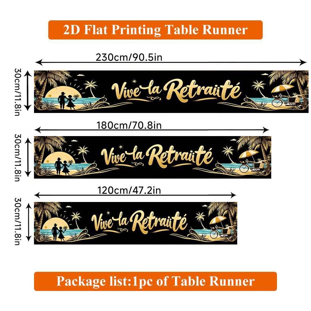 TEMU Chemin de table plat 2D à imprimé 1pc, Profitez de de retraite Chemin de table en polyester, Rectangulaire, pour table à manger, Décoration de
