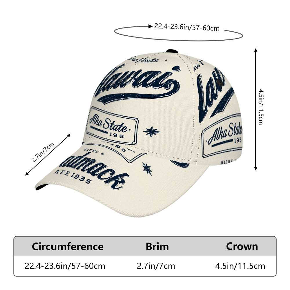 TEMU 2d Flat, Hawaii Vintage Urban Baseball Cap For Wear, Perfect Companion For Hiking Adventure And Skate Park, Wrinkle Free Construction, Guys