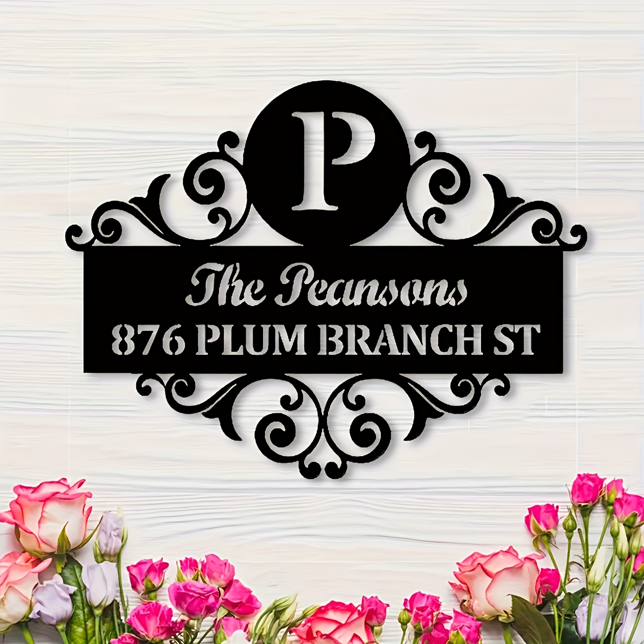 TEMU 2d Flat, 1pc Personalized Customizable And House Number Address Sign Plaque - Durable Outdoor Metal Artwork With , 2d Wall-mounted Wall Decor