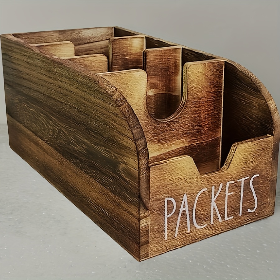 TEMU Wooden Seasoning Packaging Storage Box, Kitchen Countertop And Tabletop Storage Box, Serves As A Decorative Box, Multifunctional Household