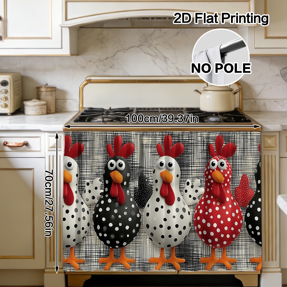 TEMU 2D, ( 2D) 1 pieza Cortina y decoración de gabinete de pollitos de - Material de poliéster fácil de limpiar, diseño de bolsillo para barra para
