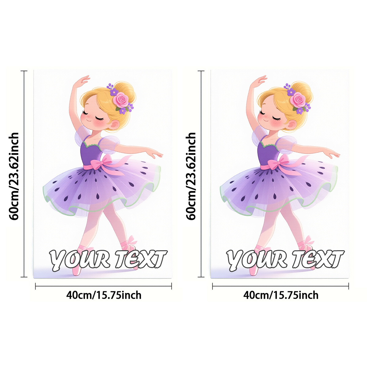 TEMU 2d Flat, Custom Text 1/2pcs, Towel, Single-sided Print, Rectangle 40×60cm, 2d Cartoon-style Ballerina Pattern, Customization, Soft, Comfortable,