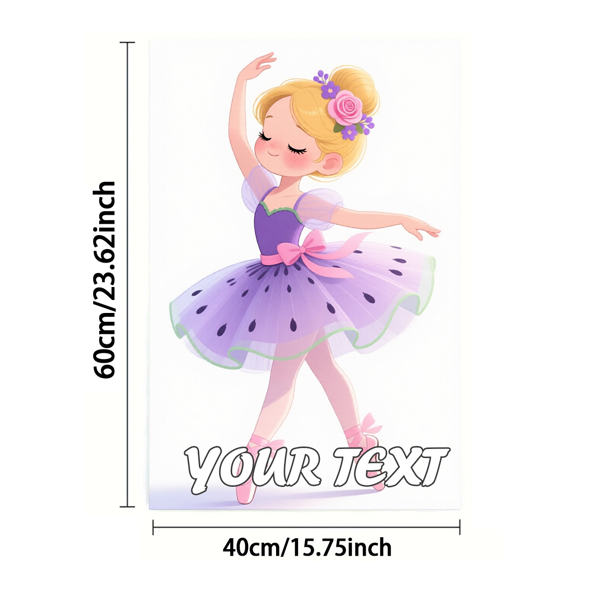 TEMU 2d Flat, Custom Text 1/2pcs, Towel, Single-sided Print, Rectangle 40×60cm, 2d Cartoon-style Ballerina Pattern, Customization, Soft, Comfortable,