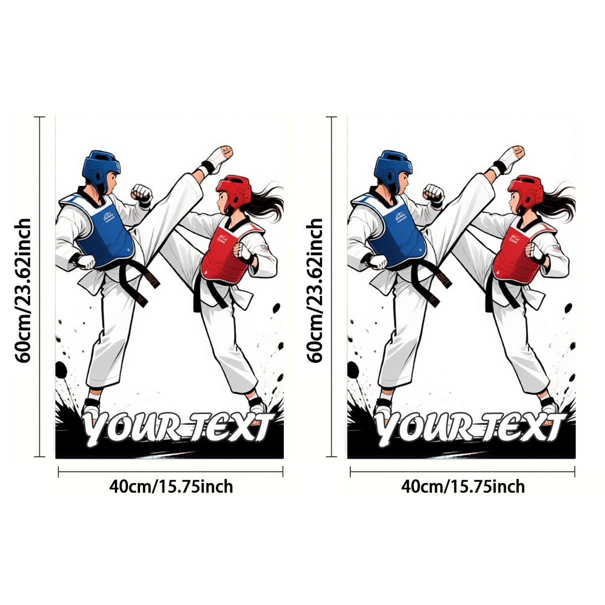 TEMU Asciugamani personalizzati 1/2 pz, stampa su un , rettangolari 40X60 cm, motivo 2D Taekwondo stile cartone animato, personalizzazione in gruppo,
