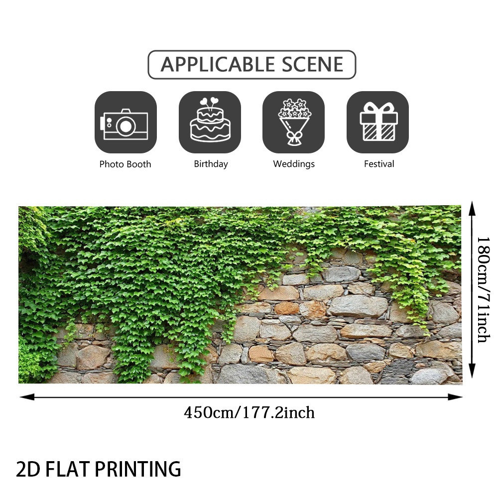 TEMU (2d Flat) 1pc Ivy On Stones Garage Door Banner, , Polyester Fiber, Suitable For Fence & Wall Decoration, Patio Decoration, Birthday, Festival