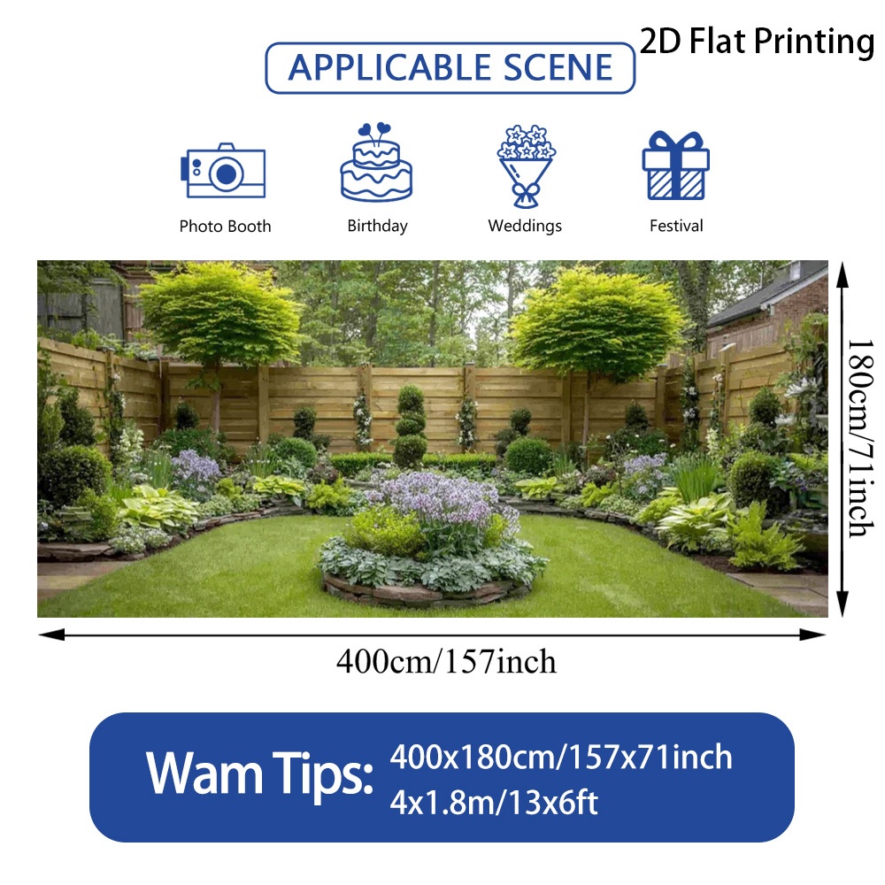 TEMU 1pc A Vibrant Garden-themed Banner For Garage Doors, Made From Polyester Fiber, Easy To Set Up, Perfect For Decorating Gardens, Fences, And