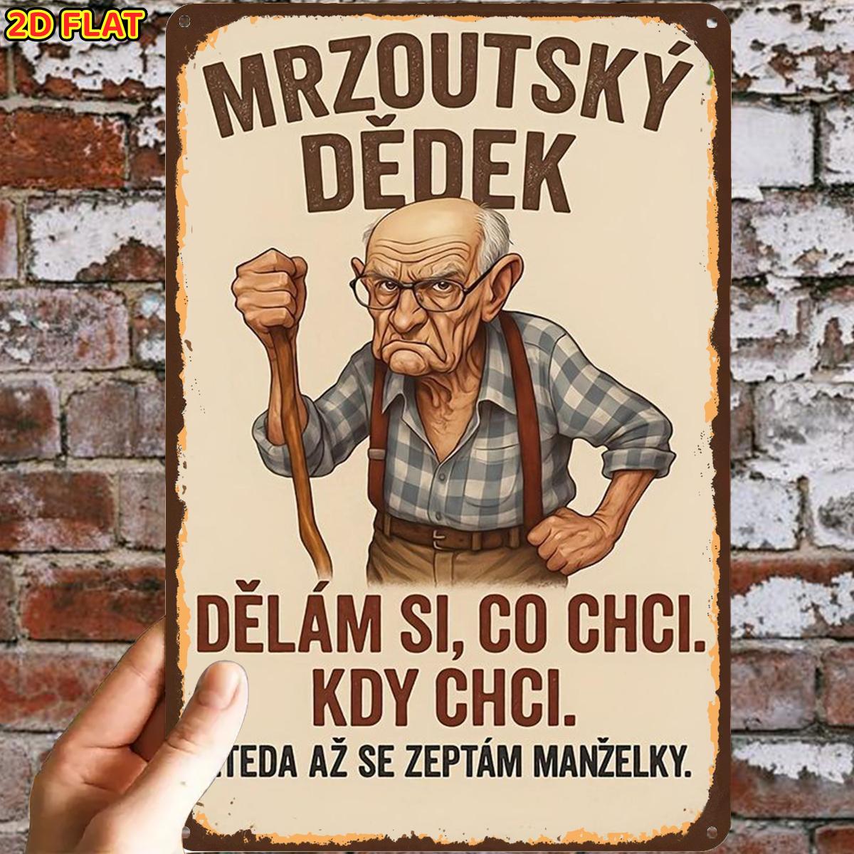 TEMU 2d Flat, 1pc, Vintage Elderly Man Sign Decor Metal Iron Sign, Pre-drilled Holes, Suitable For Indoor, Garden, Outdoor, Home, Office, Toilet