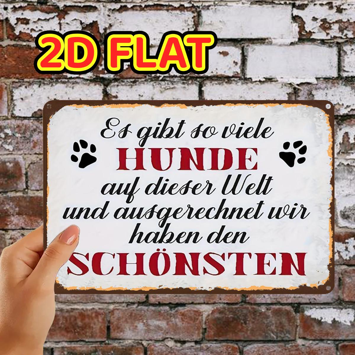 TEMU 2D Flach, ., Hunde- Schild mit Pfotenabdrücken und Zitat Metall Eisen Schild, Vorgebohrte Löcher, Geeignet für Innen, Garten, Außen, Zuhause,