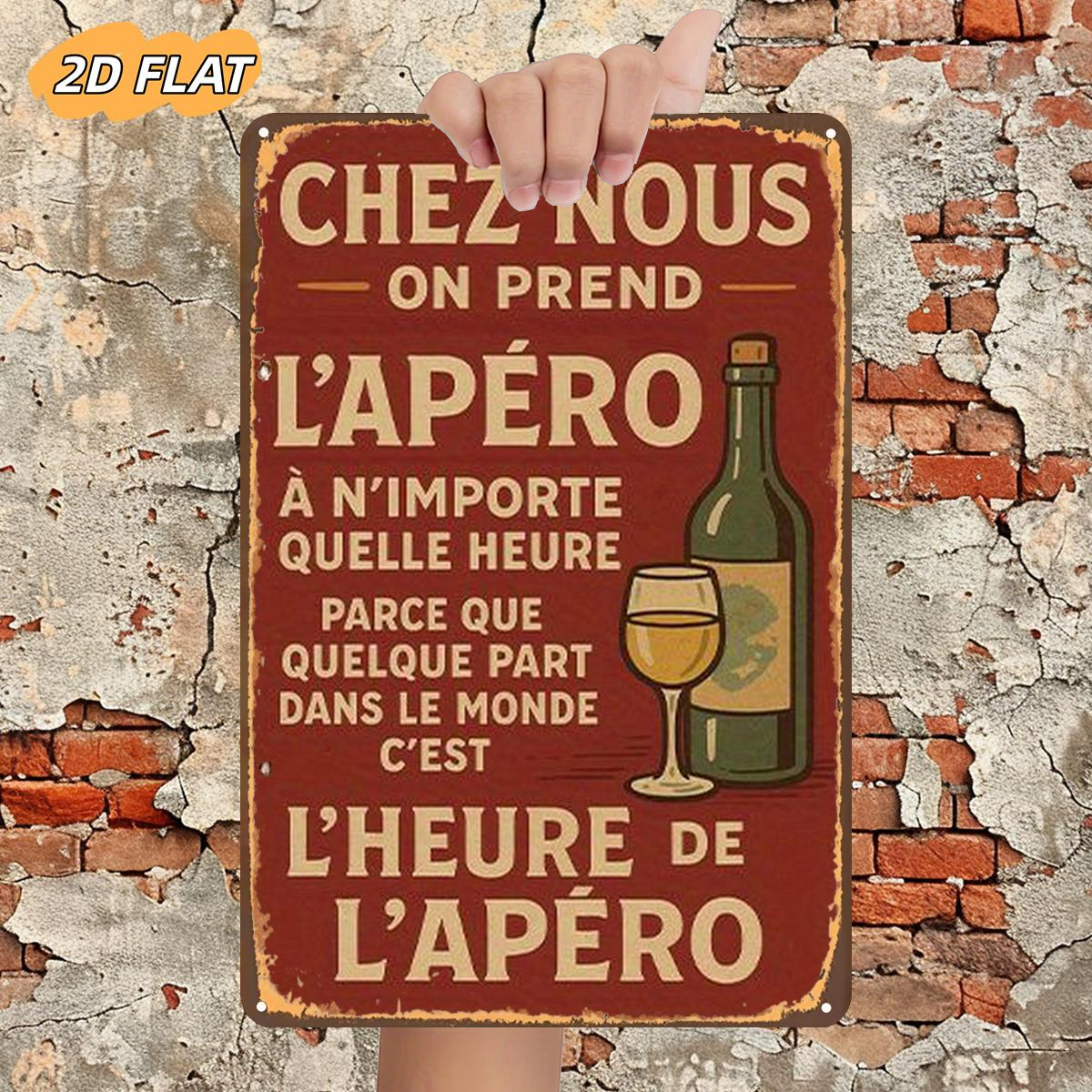 TEMU Panneau plat 2D 1pc, ", On S' L'Après-Midi – Car Dans , Du !", Panneau en métal, Taille (8"X12"/20Cm*30Cm) Peintures