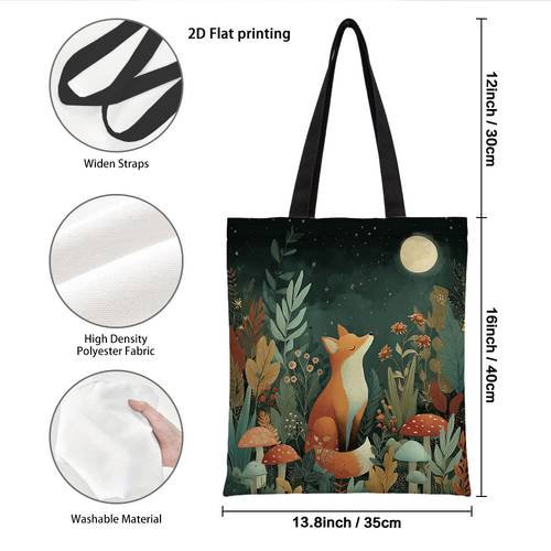 immagine dell'articolo 1 borsa per riutilizzabile con disegno di una sotto il chiaro di luna. elegante e di grandi dimensioni, realizzata in materiale e resistente. perfetta per , e i