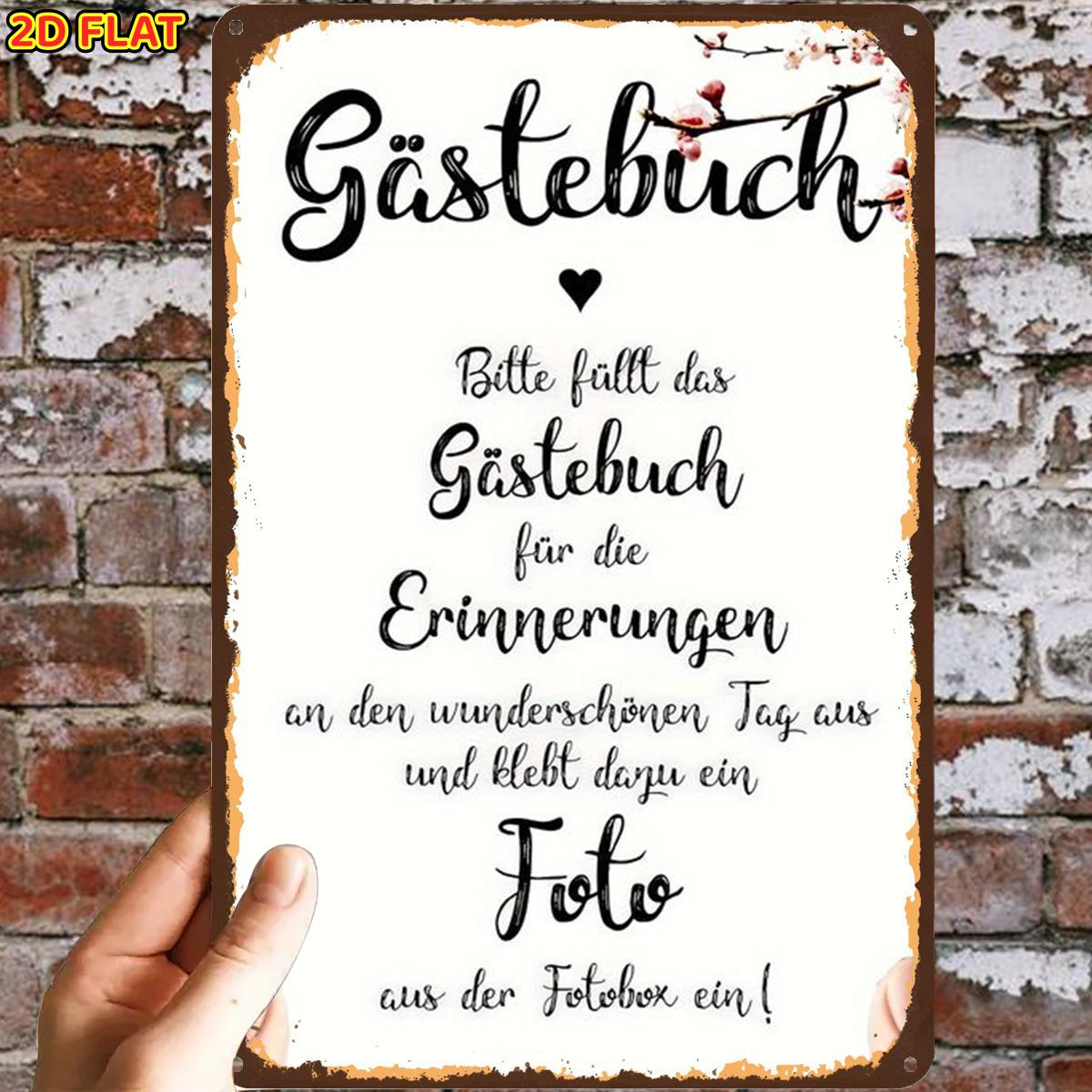 Image of 2d Flat, 2d Flat,1pc,guestbook Sign For Memoriesmetal Iron Sign, Pre-drilled Holes, Suitable For Indoor, Garden,outdoor, Home, Office, Toilet Decoration, 2d Flat