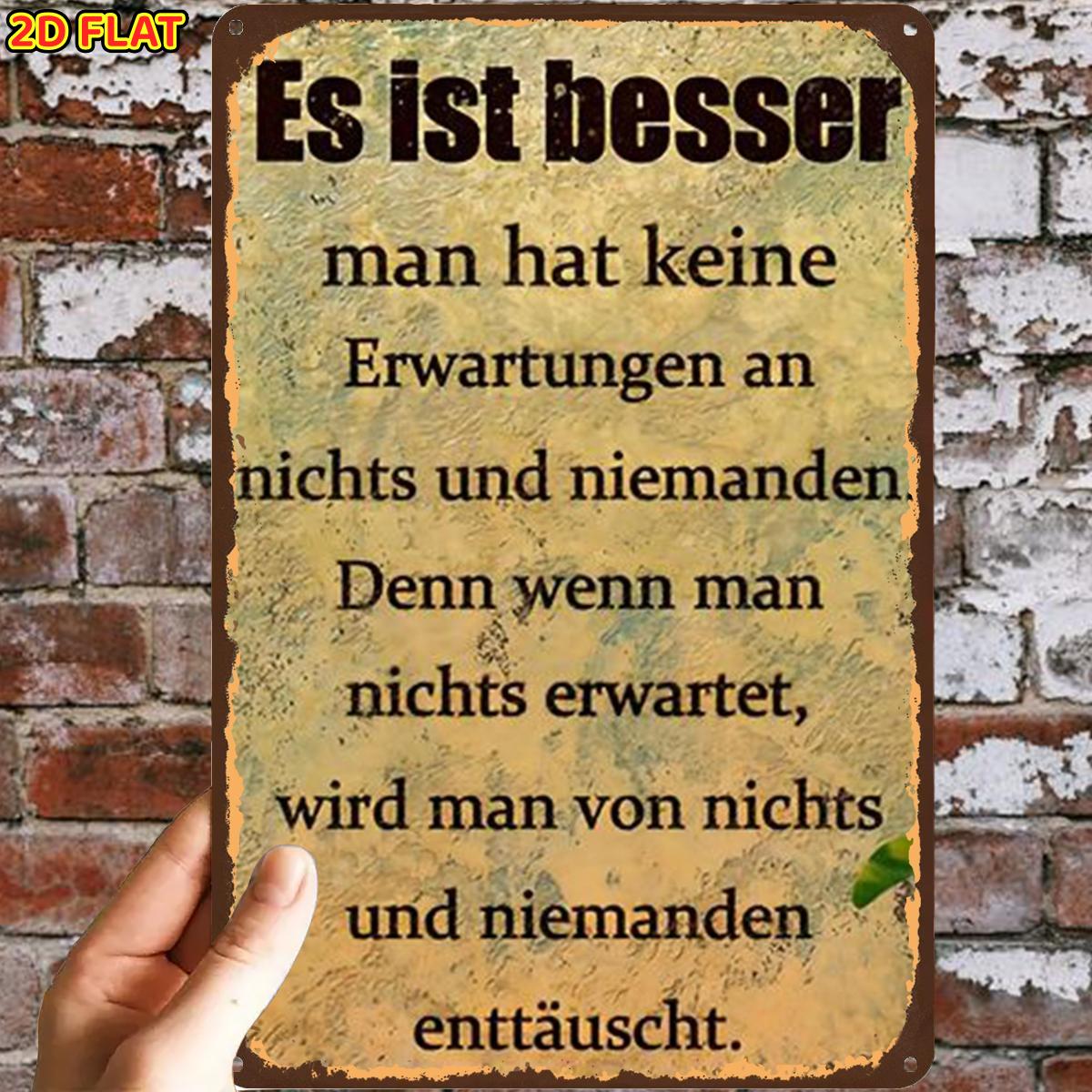 TEMU 2D Flach, ., Vintage Deutschlands Motivations-Schild aus Metall, Eisen, Vorgebohrte Löcher, Geeignet für Innen, Garten, Außenbereich, Zuhause,