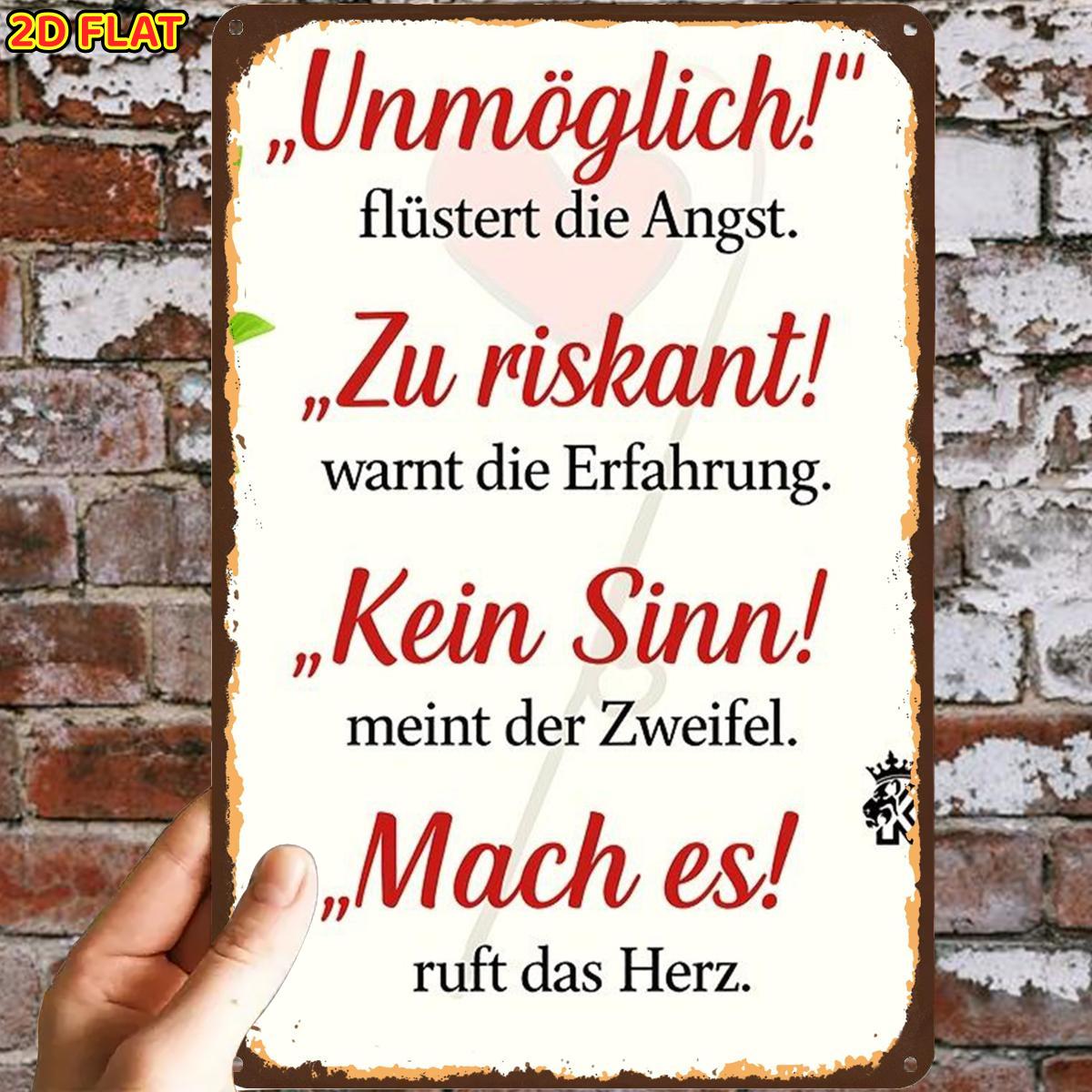 TEMU 2d Flat, 1pc, Motivational German Quote Metal Signmetal Iron Sign, Pre-drilled Holes, Suitable For Indoor, Garden, Outdoor, Home, Office, Toilet