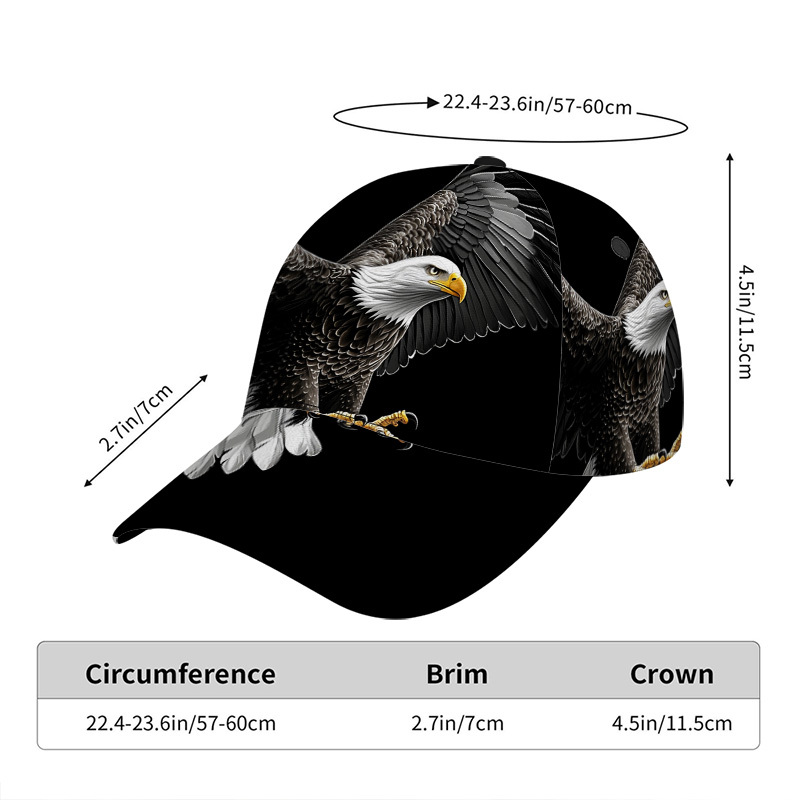 TEMU 1pc Eagle Print Classic Baseball Cap, , Casual Fashion Styling, Outfits, Delicate And Chic Print, Baseball , Essential Trendy Accessory