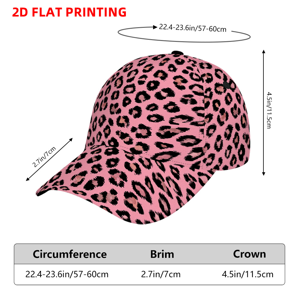 TEMU 1pc Pink Leopard Print For & - Adjustable Snapback Dad Hat With Upf Protection, Lightweight Outdoor Visor Suitable For Casual, Sports, Christmas