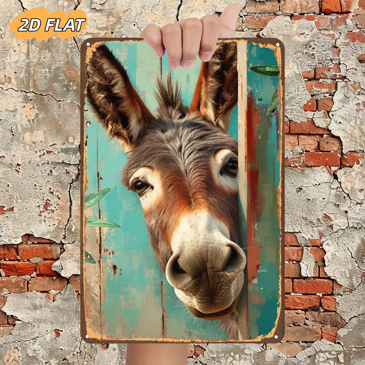 TEMU Piatto 2D, 1 pz Piatto 2D, che Sbircia da una Porta Invecchiata, Targa in Metallo Lron, misura (8"x12"/20cm*30cm) Quadri Decorativi/Decorazione