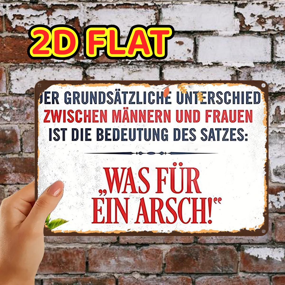 E-shop 2D Flach, ., Lustiges deutsches Humor Metallschild Metall Eisen Schild, Vorgebohrte Löcher, Geeignet für Innen, Garten, Außen, Zuhause, Büro,