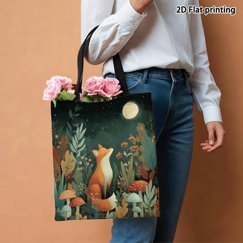 1 borsa per riutilizzabile con disegno di una sotto il chiaro di luna. elegante e di grandi dimensioni, realizzata in materiale e resistente. perfetta per , e i